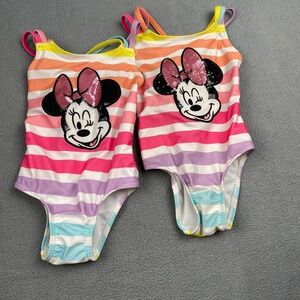 Bundle of Two Disney Minnie Mouse Toddler Girls size 3 Swimsuit Bathing Suit LOT